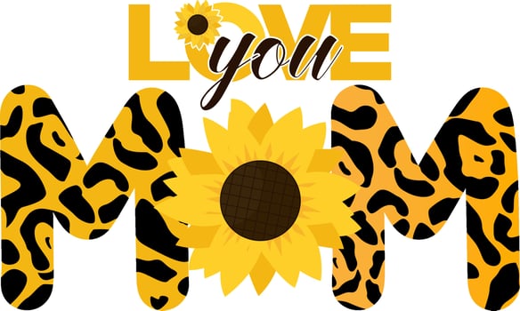 Love You Mom T Shirt Design It can be used on T-Shirt, labels, posters, icons, Sweater, Jumper, Hoodie, Mug, Sticker, vector