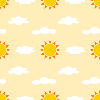 Seamless pattern of sun and cloud. Fresh and colorful sun and cloud vector