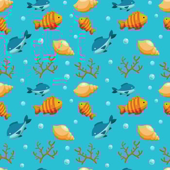 Hand drawn world oceans day seamless pattern. vector