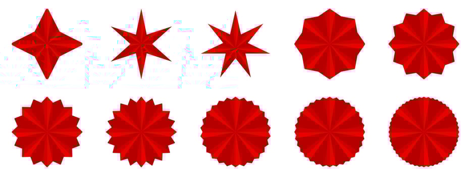 Set of red starburst icon, abstract background texture pattern vector illustration