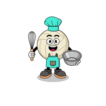 Illustration of volleyball as a bakery chef vector