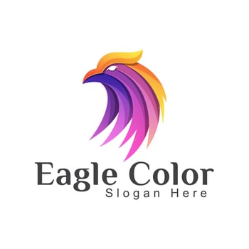 awesome colorful head eagle or phoenix logo illustration. hawk animal gradient logo design vector template