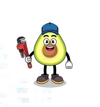 avocado illustration cartoon as a plumber vector