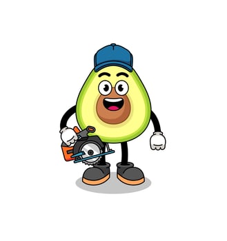 Cartoon Illustration of avocado as a woodworker vector