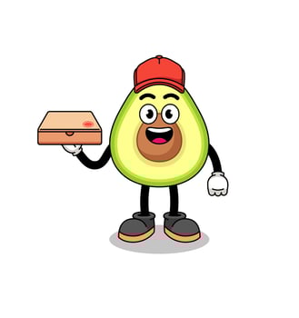 avocado illustration as a pizza deliveryman vector