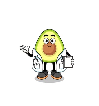 Cartoon mascot of avocado doctor vector