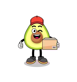 avocado mascot cartoon as an courier vector