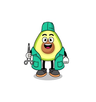 Illustration of avocado mascot as a surgeon vector