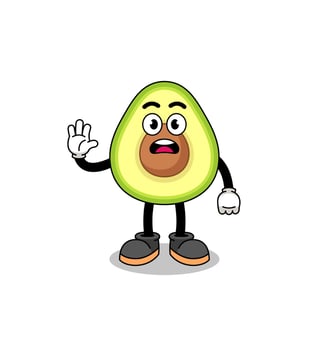 avocado cartoon illustration doing stop hand vector