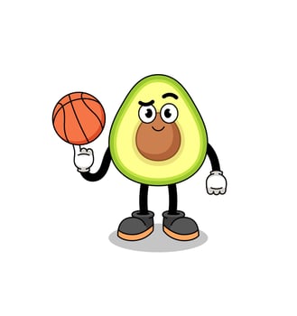 avocado illustration as a basketball player vector