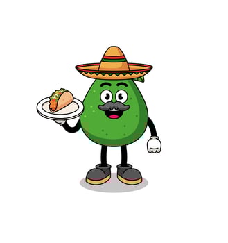 Character cartoon of avocado fruit as a mexican chef vector