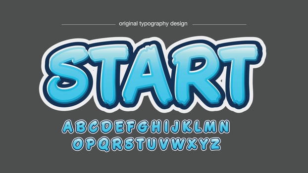 blue bold modern graffiti isolated letters vector