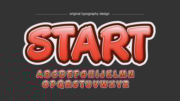 red bold brush cartoon typography vector