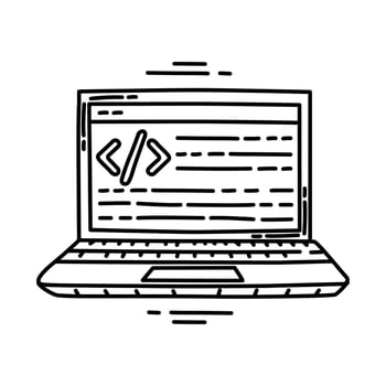 Code Programming Icon. Doodle Hand Drawn or Outline Icon Style. vector