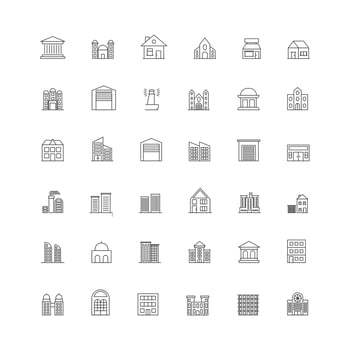 Building icon set line vector