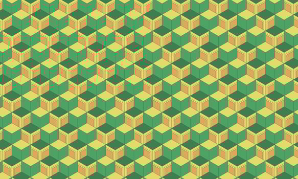 Green And Yellow Cube Pattern Background, Design Perfect For Pillow, Print, Fashion, Clothing, Fabric, Kimono vector