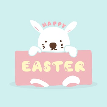 Doodle Design Greeting Happy Easter Card, Cute Hand drawn Bunny vector