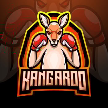 Kangaroo esport logo mascot design vector