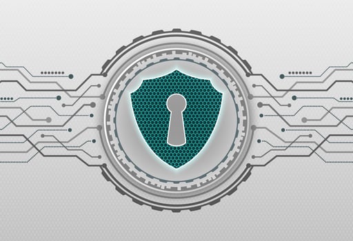 Abstract technology background with green abstract shield vector