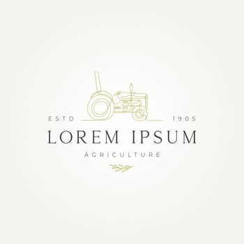 tractor line art logo vector illustration design