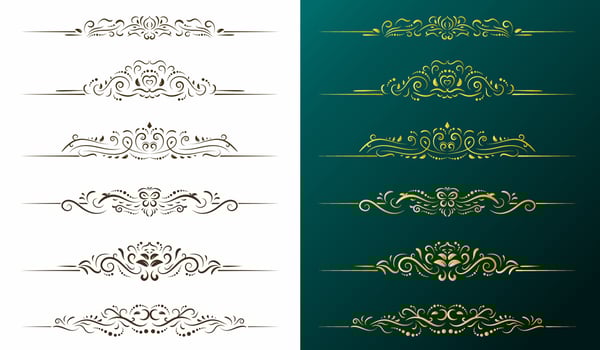 Calligraphic design elements, page dividers with thai ornament, vintage divider ornament page, classic floral border set, ornate vector illustration.