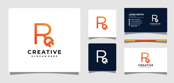 Letter R Electric Plug Logo Design Inspiration vector