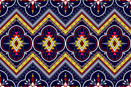 Geometric abstract ethnic pattern design. Aztec fabric carpet mandala ornament ethnic chevron textile decoration wallpaper. Tribal boho native traditional embroidery vector illustrations background
