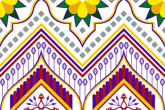 Geometric abstract ethnic pattern design. Aztec fabric carpet mandala ornament ethnic chevron textile decoration wallpaper. Tribal boho native traditional embroidery vector illustrations background
