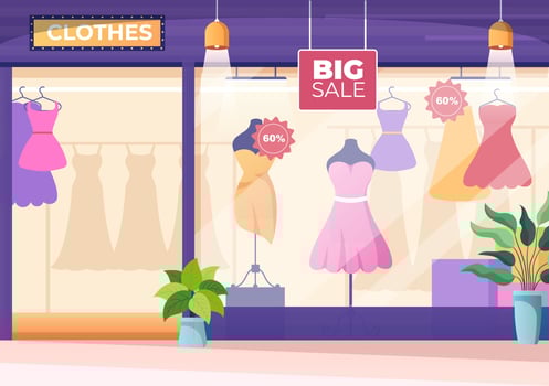Shopping Mall Modern Background Illustration with Interior Inside, Escalator and Various Retail Store in Flat Style Design vector