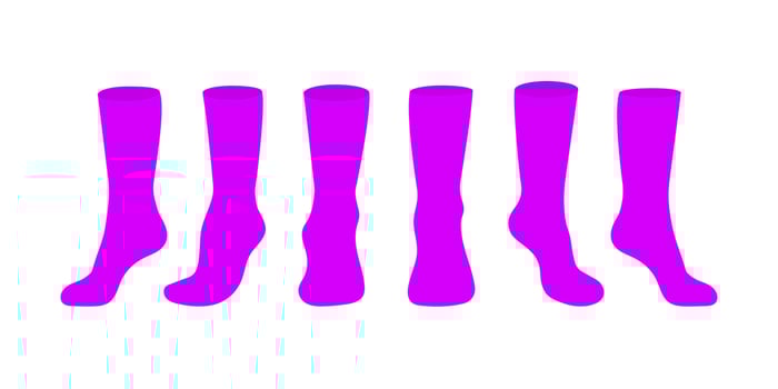 Purple socks template mockup flat style design vector illustration set.