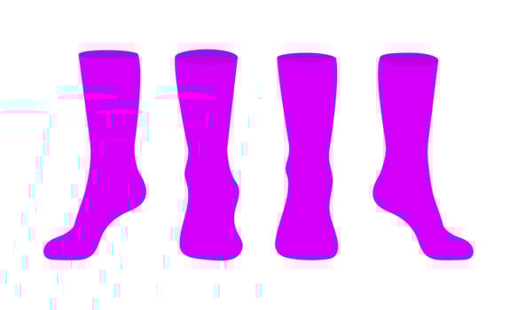 Purple socks template mockup flat style design vector illustration set.