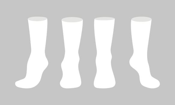 White socks template mockup flat style design vector illustration set isolated on white background.