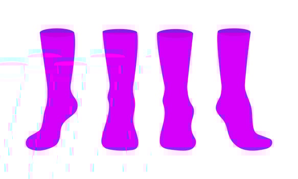 Purple socks template mockup flat style design vector illustration set.