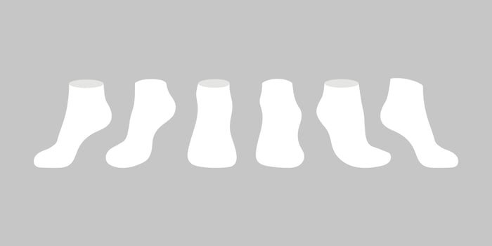 White socks template mockup flat style design vector illustration set isolated on gray background.