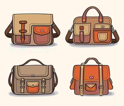 Bundle of trendy men's handbags vector