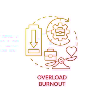 Overload burnout red gradient concept icon vector