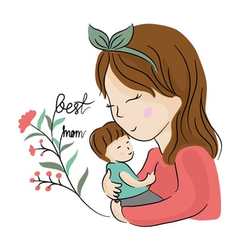 Mom and baby vector illustration white background for mothers day