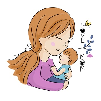 Mom and baby vector illustration white background for mothers day