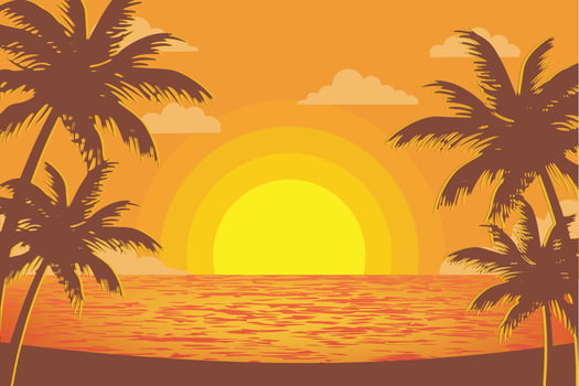 sunset view on tropical beach vector