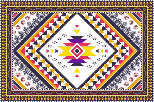 Geometric abstract ethnic pattern design. Aztec fabric carpet mandala ornament chevron textile decoration wallpaper. Tribal boho native ethnic traditional embroidery vector background