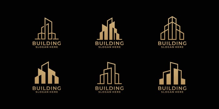 Architecture logo design bundle in line art style vector