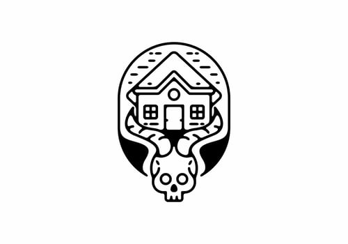 House of devil line art illustration vector
