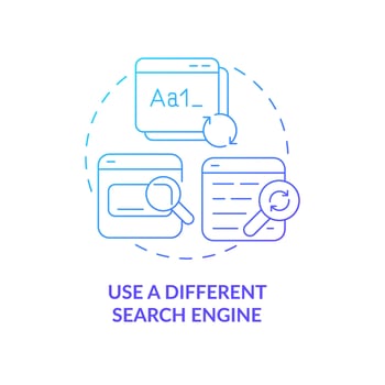 Different search engines blue gradient concept icon. Anonymous search internet sources of information protection abstract idea thin line illustration. Vector isolated outline color drawing