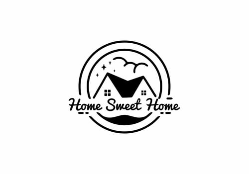 Home sweet home black line art illustration vector