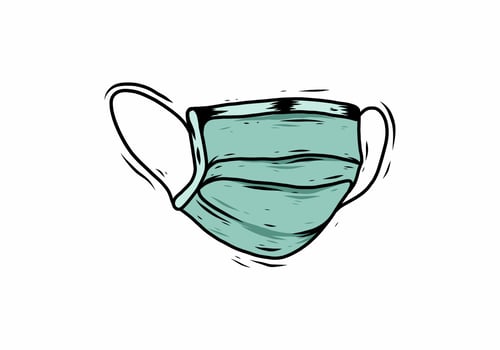 Illustration drawing of green medical mask vector