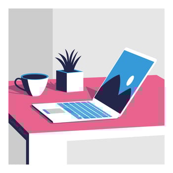 Laptop with coffe flat design illustration vector Premium Vector
