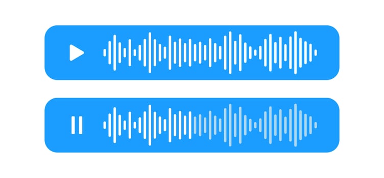 Voice message set ui interface bubble blue color vector
