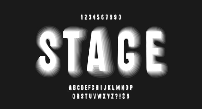 Vector 3d font white color modern typography style