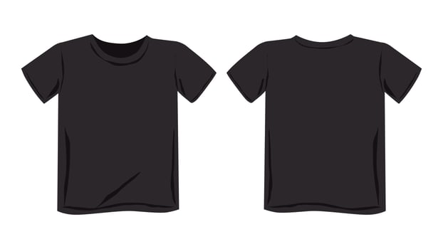 T-shirt front and back view mockup. Clothing pattern. Vector illustration.