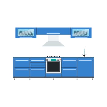 Kitchen design vector illustration interior modern food menu furniture cooking. Background drawing graphic